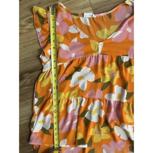 Wm‎ Med Orange Floral Babydoll Flutter Sleeve Cottage Spring Feminine Summer thumbnail 7