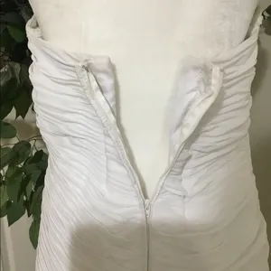 White Karishma Runched Wedding Formal Dress Prom Wedding Sparkly Sequins S thumbnail 6