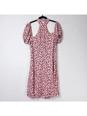 Alexis Loele Off The Shoulder Halter Mini Dress S Pink Clover Choker Draped thumbnail 8