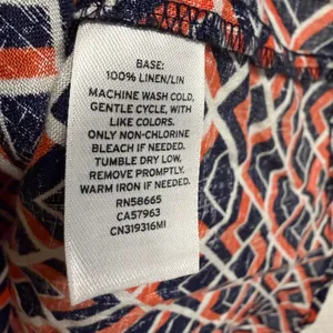 Caslon M Colorful 100% Linen Hi-Lo Shift Dress Navy Mod Geometric Print Summer thumbnail 9