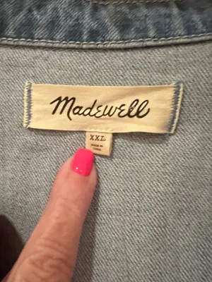 Madewell Denim Long-Sleeve Button-Front Cotton Romper in Rushland‎ Wash Size XXL thumbnail 8