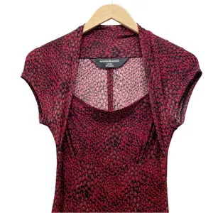 Norma Kamali Dress XS Red Snake Print Shrug Fit Flare Stretch Midi Animal Print thumbnail 4