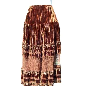 Cache Textured Sequin Bead Peek A Boo Lace Velvet Skirt Lined Beads New $168 NWT thumbnail 2