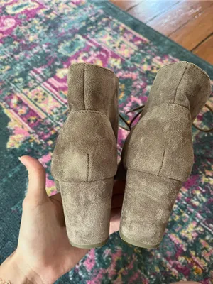 Madden Girl Taupe Faux Suede Lace-Up Ankle Booties thumbnail 4
