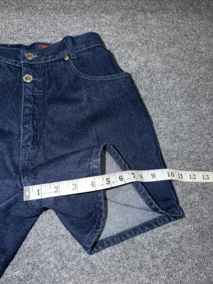 vintage Lawman high-waisted dark wash denim shorts featuring prominent gold-tone thumbnail 4