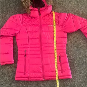 Columbia Women Fuchsia Puffer Jacket with Faux Fur Hood Size S thumbnail 4