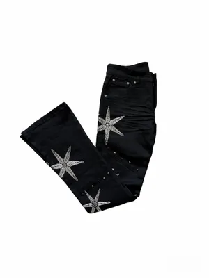 Publik Denim Black Beaded Star Flare Jeans Men’s Size 32x35 thumbnail 4