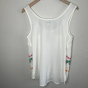 Anthropologie Leifnotes Beaded Chiffon White Tank Top 10 thumbnail 9
