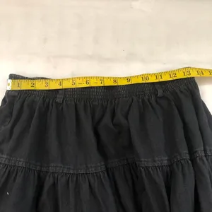 Vintage Black denim (100% Cotton) tiered maxi skirt elastic waist & belt loops - whimsygoth, grunge cottagecore fairycore Made in USA thumbnail 5