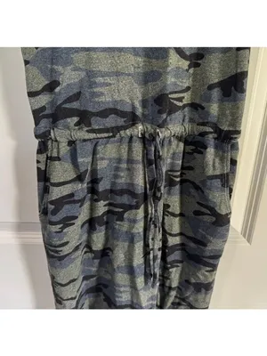 Sundry Camo Racerback Tank Dress Drawstring Waist Pockets Women's Size 1 Small thumbnail 6