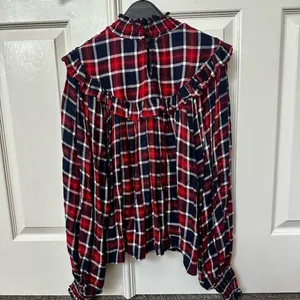 Free People Charlie ruffle plaid top NWT size XS thumbnail 5