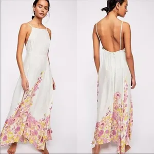 Intimately Free People Blue Floral Embrace It Maxi Dress Open Back S Square Neck thumbnail 2