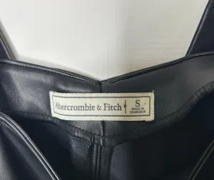 Abercrombie Black Faux Leather Front Pocket Mini Shift Dress Layering thumbnail 10