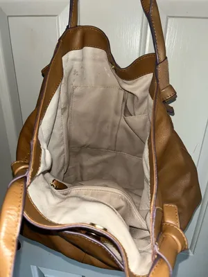 Lucky Brand Cognac Brown Leather & Suede Mixed Media Tote Bag thumbnail 3