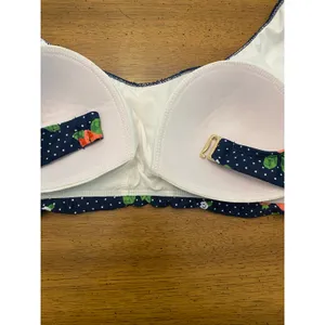 Modcloth Blue Polka Dot Strawberry Tie Strap Metal Back Closure Bikini Top Large thumbnail 7
