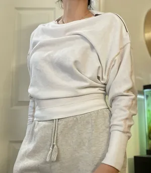 We The Free Free People Nikala Zip Off Shoulder Thermal Sweatshirt sz XS‎ in cream thumbnail 1