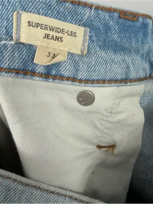 Madewell super wide leg denim jean distressed knee vintage wash women’s 33 thumbnail 3