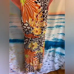 Unbranded Orange & Yellow Sleeveless Floral Maxi Dress Size LG thumbnail 8