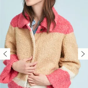 Anthropologie Color block Sherpa Jacket with Pink,‎ Tan, and Cream Medium thumbnail 10