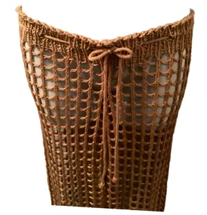 CoverUp Women's Dark Brown Beach Pants Crochet High Waist Swimsuit CoverUps thumbnail 5