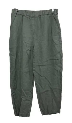 Quince Pants Womens Size M Green 100% Linen Elastic Waist Tapered Leg Casual thumbnail 1