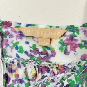Hope & Harlow Floral‎ Print Square Neck Long Sleeve Blouse Top L thumbnail 7