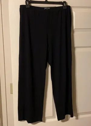 Eileen Fisher wide-leg crop black pants, medium thumbnail 1