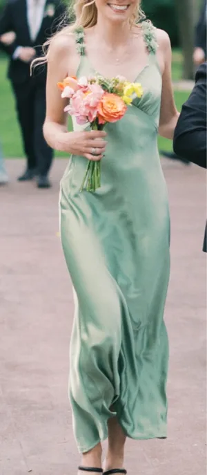 Hello Molly Sage Green Satin Maxi Dress thumbnail 1