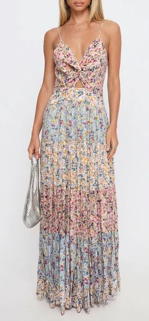 Angie Floral Peekaboo Tiered Maxi Dress thumbnail 1