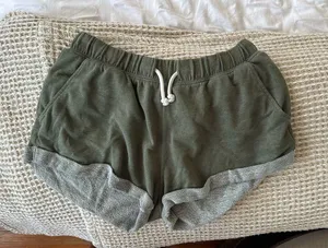 Olive green divided sweat shorts thumbnail 3