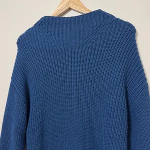 ZARA Wool Blend Sweater Size Medium Blue Tunic Length Knit thumbnail 4