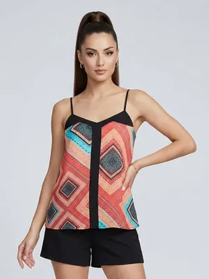 YA Los Angeles | Sheer Multicolored Racerback Camisole Sz S thumbnail 1