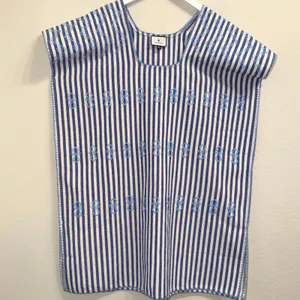 Tuckernuck Sullivan Embroidered Canvas Caftan sz M Blue Stripe Mini Swim‎ Cover thumbnail 4