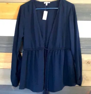 Maurice's Navy long sleeve cardigan shirt thumbnail 1