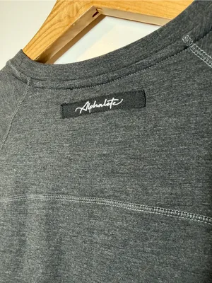 Alphalete Stratus Long Sleeve Crop Top in Charcoal Grey thumbnail 6