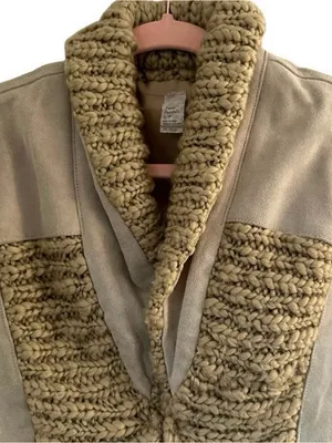 Free People Y2K Cow Leather Suede Wool Vest Small Boho Western Cowgirl thumbnail 5