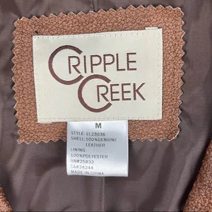 CRIPPLE CREEK Brown 100% Genuine Leather Studded Zip Pockets Jacket Size Medium thumbnail 3