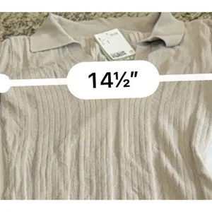 H&M NWT Rib Knit Dress Women's M Beige Tan V Neck Collared Bodycon Midi thumbnail 12