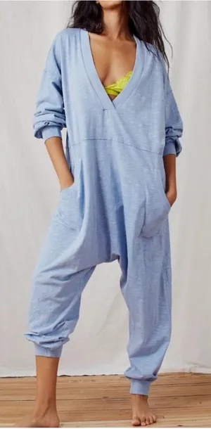 NWOT Free People FP Intimately Just Because Onesie - the rain blue - Small thumbnail 1