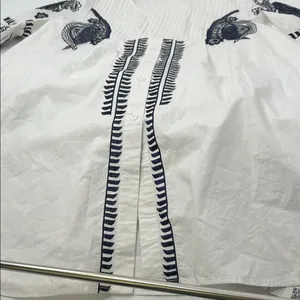 Embroidered White and Black Mini Dress thumbnail 3