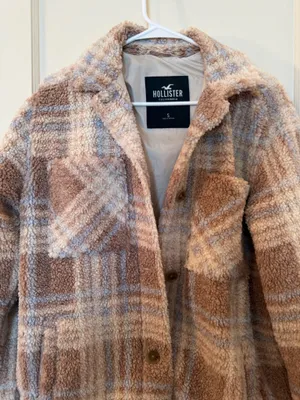 Hollister Plaid Sherpa Fleece Shirt Jacket Shacket thumbnail 2