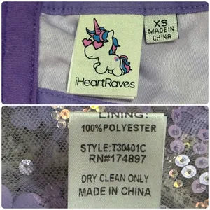 IHeartRaves Purple Sequin Floral Puff Sleeve Underwire Crop Bra Top Size XS thumbnail 11