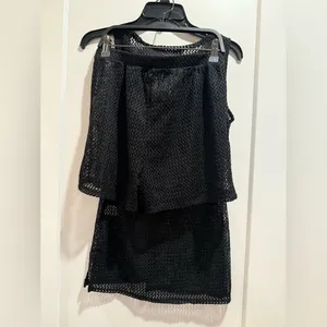 Derek Heart NWOT Black Crochet Tank Top and Shorts Set‎ Swim CoverUp Size L thumbnail 5