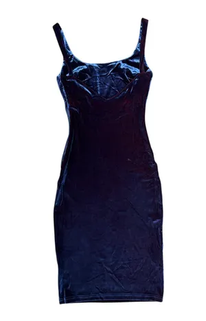 Deep Blue Iridescent Velvet Dress thumbnail 2