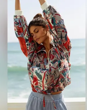 NWT Daily Practice by Anthropologie Floral Windbreaker Jacket thumbnail 3