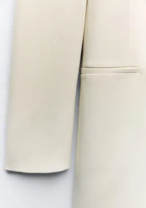 Zara blazer long jacket beige double breasted casual business thumbnail 8
