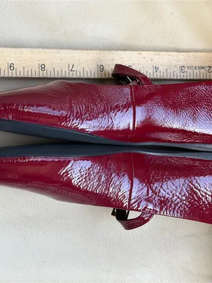 Nordstrom Burgundy Patent Leather Mary Jane Flats 6M Ballet Core Y2K Chic Retro! thumbnail 8