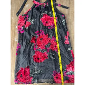 As U Wish Black Red Rose Velvet Burnout Halter Dress‎ M Romantic Party Goth thumbnail 4