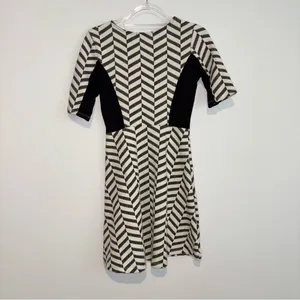 Le Lis‎ Samia knit jacquard fit and flare sweater dress black and cream small thumbnail 2