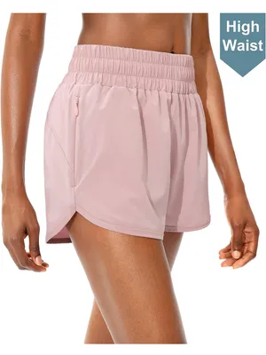 Light Pink Women’s Athletic Shorts with Elastic Waistband thumbnail 3